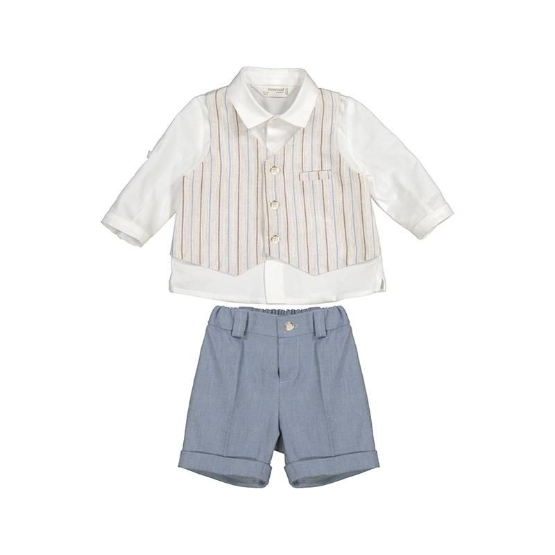Newborn boy trousers and shirt set with waistcoat