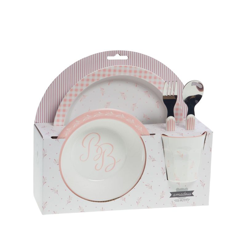 Spisesett 5 deler rosa